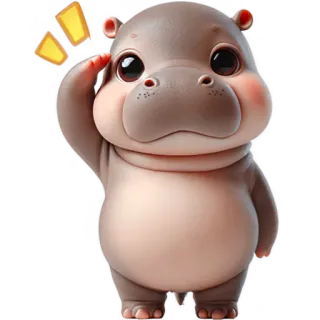 🫡 hipopótamo, fofo, animal, desenho animado, amigável, adesivo telegram sticker