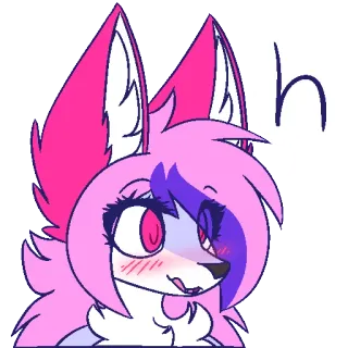 😯 h Furry, Fuchs, Pink, Tier, Süß, Cartoon telegram sticker