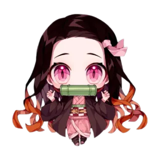 🤥 Nezuko Kamado Demon Slayer nezuko kamado, demon slayer, anime, chibi, manga, süß, kawaii, dämon telegram sticker