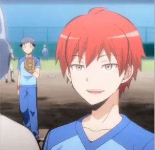 ✨ Karma Akabane Assassination Classroom anime, manga, redhead, smile, school telegram sticker
