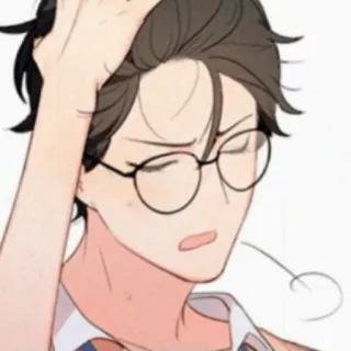 🦋 confused, anime, glasses, man, cartoon telegram sticker