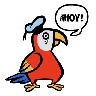 🦜 AHOY! perroquet, pirate, oiseau, ahoy, dessin animé, animal telegram sticker