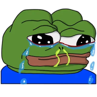 😞 Pepe the Frog Pepe, Kikker, Meme, Verdrietig, Huilend, Emoticon telegram sticker