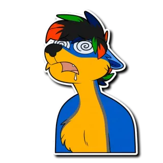 😵 Cartoon, Hund, Tier, Sticker, Fell, Schwindelig, Erschöpft telegram sticker