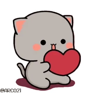 โฅ๏ธ cat, heart, love, cute, cartoon, animal, sticker telegram sticker