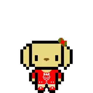 💛 Pixel Art, Figur, Hund, Süß, Schleife, Rot, Kawaii, Retro telegram sticker