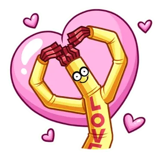 ❤️ LOVE gonflable, homme gonflable, coeur, amour, manche à air, dessin animé telegram sticker