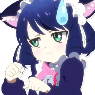 😅 Аниме, Девушка, Кошачьи уши, Милый, Горничная, Мультфильм telegram sticker