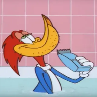 💇‍♂️ Woody Woodpecker cartone animato, uccello, doccia, taglio di capelli telegram sticker