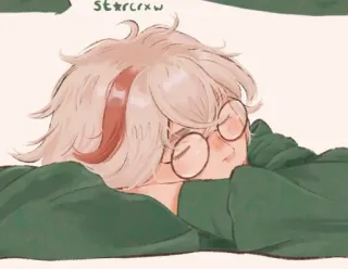 🌟 starcrxw sonolento, anime, óculos, desenho animado, fofo telegram sticker