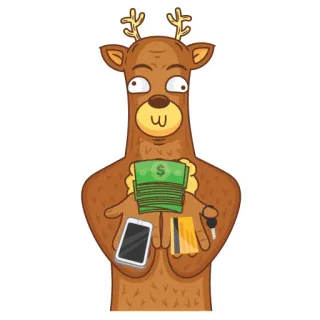 🤮 veado, dinheiro, dinheiro vivo, chaves do carro, celular, cartão de crédito telegram sticker