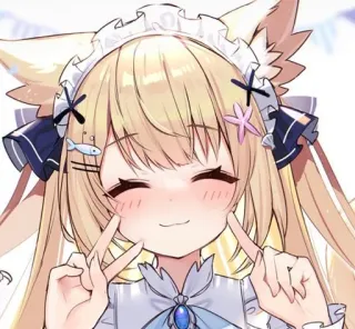 ✌️ Anime, Kawaii, Carino, Ragazza, Maid, Volpe, Orecchie, Arte Digitale telegram sticker