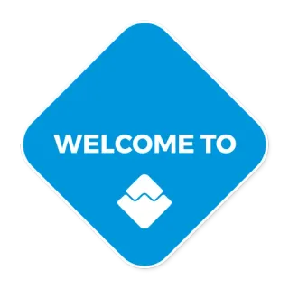👋 WELCOME TO bem-vindo, azul, diamante, texto, saudação telegram sticker