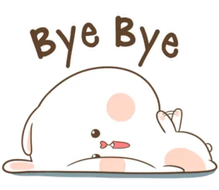 🐽 Bye Bye królik, do widzenia, pożegnanie, słodki, biały, zwierzę, kreskówka telegram sticker
