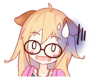 🌿 Anime, Kawaii, Carino, Cane, Ragazza, Nervoso telegram sticker