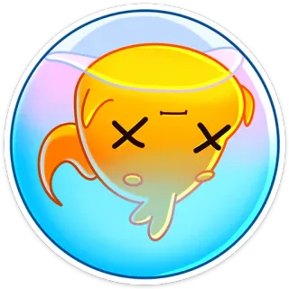 😵 drowning, death, cartoon, bubble, orange, character whatsapp sticker