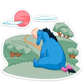 🌆 Eeyore Winnie the Pooh Bourriquet, âne, dessin animé, triste, Winnie l'ourson, animal whatsapp sticker