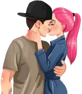 💏 키스, 커플, 사랑, 로맨스, 만화, 일러스트 telegram sticker