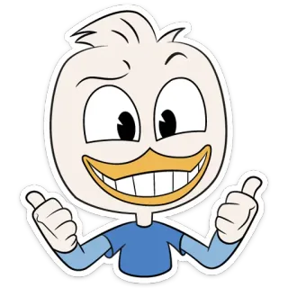 👍 Dewey Duck kartun, bebek, karakter, jempol, animasi whatsapp sticker