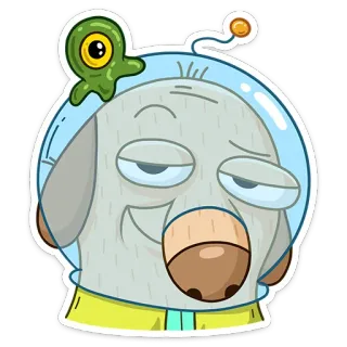 😏 perro, alien, dibujos animados, espacio, astronauta, divertido whatsapp sticker