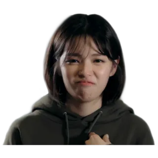 ☹️ mulher, nojo, rosto, expressão, careta, pessoa, moletom com capuz telegram sticker