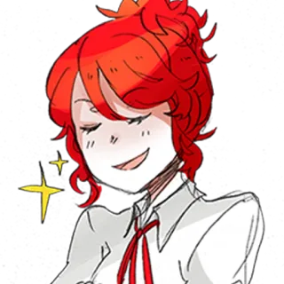 😋 rote Haare, Anime, fröhlich, Cartoon, Porträt, Illustration whatsapp sticker