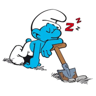 😴 Smurf การ์ตูน, นอนหลับ, ขี้เกียจ, พลั่ว, สเมิร์ฟ whatsapp sticker