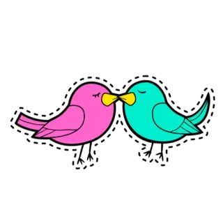 😘 chim, hôn, tình yêu, hoạt hình, dễ thương, hồng, xanh dương telegram sticker