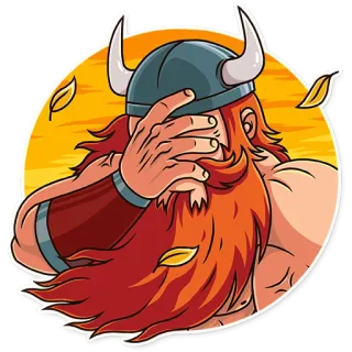 🤦 viking, krijger, helm, baard, rood haar, mythologie telegram sticker