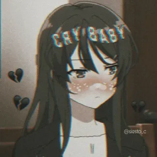 😀 CRY BABY アニメ, 泣く, 悲しい, 女の子, 失恋 telegram sticker