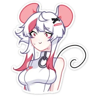 ☺️ Anime, Dibujos animados, Pegatina, Personaje, Lindo, Orejas de ratón, Pelo blanco telegram sticker