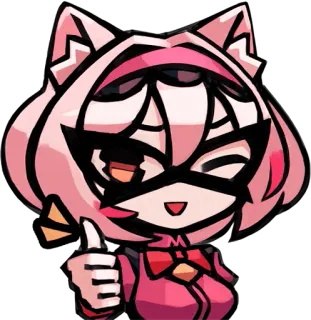 👍 anime, cartoon, catgirl, thumbs up, pink, wink whatsapp sticker