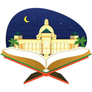 🙏 อาคาร, หนังสือ, สถาปัตยกรรม, กลางคืน, พระจันทร์, ดาว whatsapp sticker