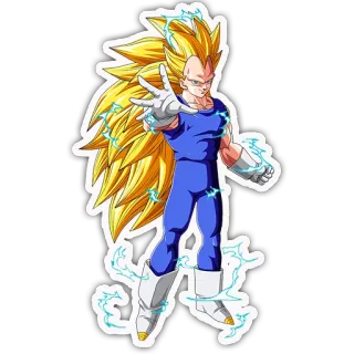🌟 Vegeta Dragon Ball Z Vegeta, Super Saiyan 3, Anime, Dragon Ball Z, Dessin animé, Sticker, Personnage whatsapp sticker