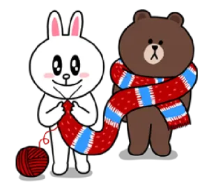 ❤ rabbit, bear, scarf, knitting, winter, cute, animals telegram sticker