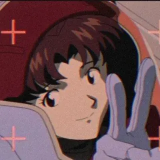 🦋 Misato Katsuragi Neon Genesis Evangelion anime, girl, peace sign, misato, evangelion telegram sticker