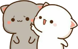 🙁 chat, mignon, kawaii, dessin animé, autocollant, animé whatsapp sticker