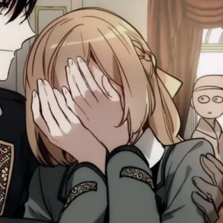 ✖️ anime, girl, sad, crying, cover face telegram sticker