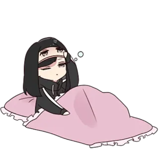 😴 Chibi, Anime, Personaje, Cansado, Soñoliento, Enfermo, Cama, Dibujo animado whatsapp sticker