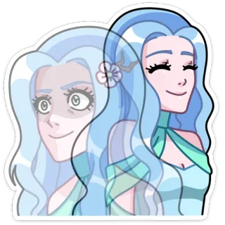 ☺️ Мультфильм, Женщина, Синий, Персонаж, Женский telegram sticker