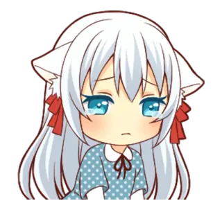 😢 Anime, Chibi, Kawaii, Katzenmädchen, Weinend, Traurig, Manga telegram sticker