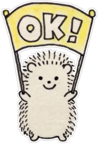🆗 OK! hedgehog, ok, banner, animal telegram sticker