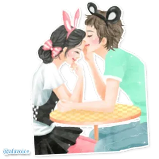 💕 @afavoice kreskówka, kawaii, para, anime, miłość telegram sticker