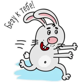 🐰 Бегу к тебе! królik, kreskówka, zwierzę, słodki, biegnący telegram sticker