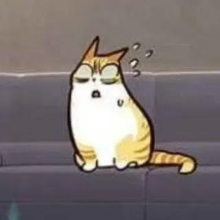 😧 고양이, 만화, 동물, 주황색, 피곤한 telegram sticker