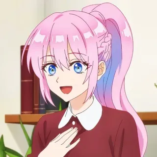 🙂 fille anime, cheveux roses, anime, fille, mignon, kawaii telegram sticker