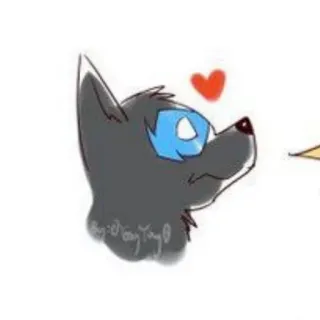 ♟ by:Chang Tang loup, dessin animé, coeur, animal whatsapp sticker