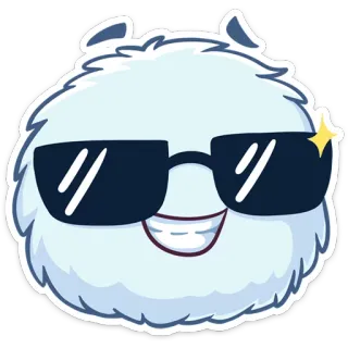 😎 esponjoso, gafas de sol, guay, dibujos animados, emoji, personaje telegram sticker