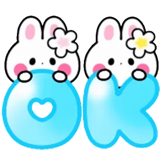 ⭐ OK 토끼, 귀여운, 카와이, OK, 승인 telegram sticker