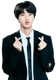 💞 Jin K-поп, BTS, певец, айдол, музыкант, сердечко пальцами whatsapp sticker